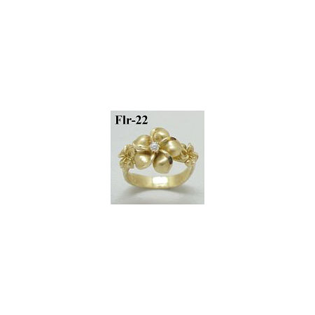 14k Gold Original Plumeria Hawaiian Ring 4.6g